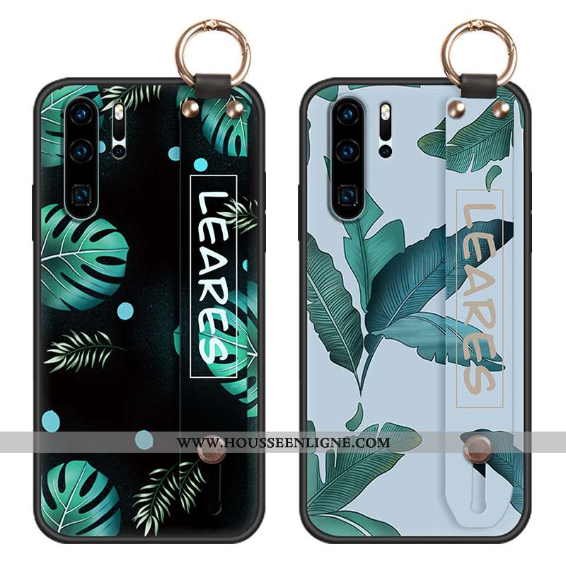 Étui Huawei P30 Lite Fluide Doux Silicone Net Rouge Incassable Feuille Vintage Noir