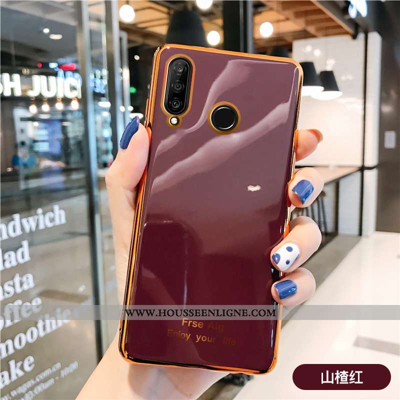 Étui Huawei P30 Lite Fluide Doux Silicone Net Rouge Téléphone Portable Vert Tout Compris Incassable 