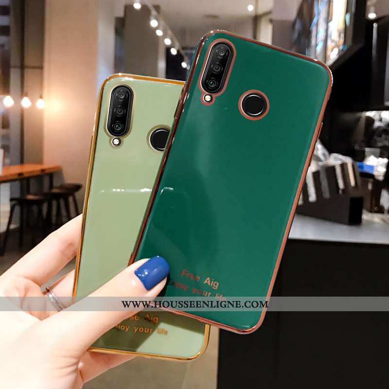 Étui Huawei P30 Lite Fluide Doux Silicone Net Rouge Téléphone Portable Vert Tout Compris Incassable 