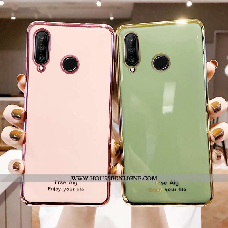 Étui Huawei P30 Lite Fluide Doux Silicone Net Rouge Téléphone Portable Vert Tout Compris Incassable 