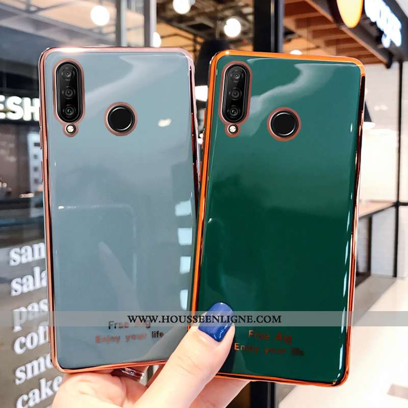 Étui Huawei P30 Lite Fluide Doux Silicone Net Rouge Téléphone Portable Vert Tout Compris Incassable 