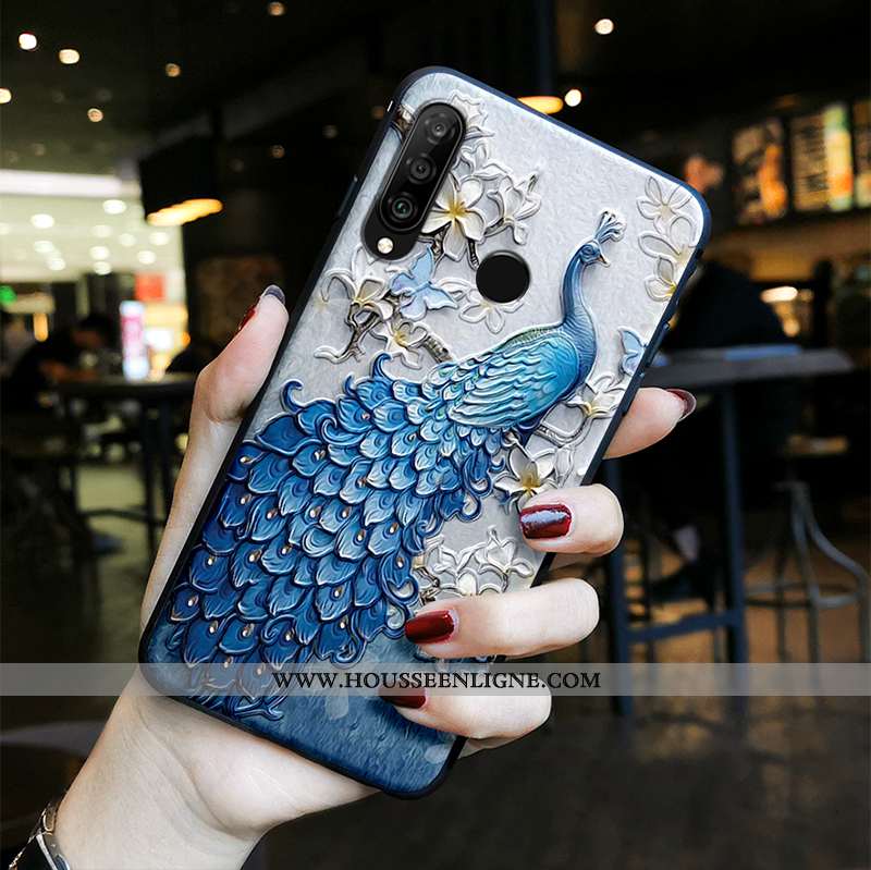 Étui Huawei P30 Lite Protection Délavé En Daim Silicone Gaufrage Vintage Style Chinois Téléphone Por