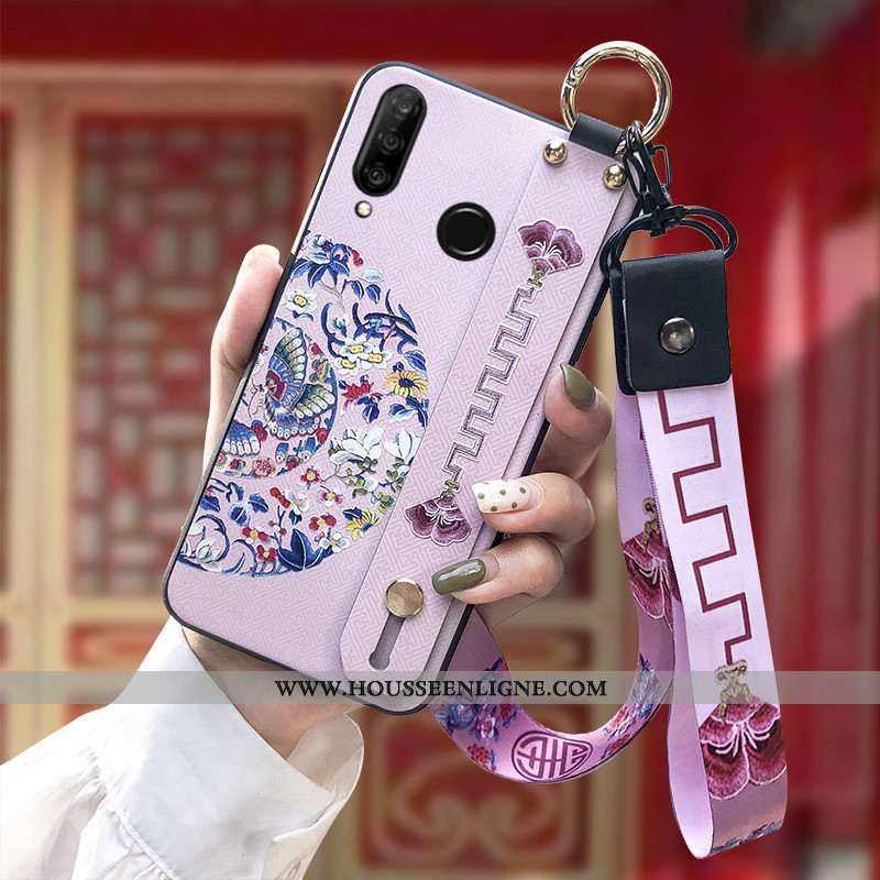 Étui Huawei P30 Lite Silicone Protection Coque Fluide Doux Style Chinois Rouge