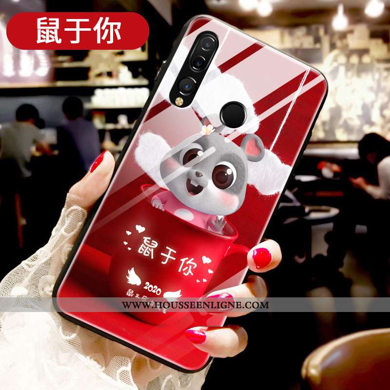 Étui Huawei P30 Lite Xl Fluide Doux Silicone Incassable Amoureux Tendance Verre Noir