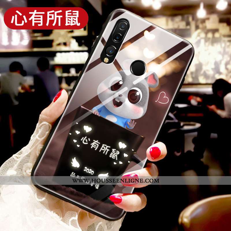 Étui Huawei P30 Lite Xl Fluide Doux Silicone Incassable Amoureux Tendance Verre Noir