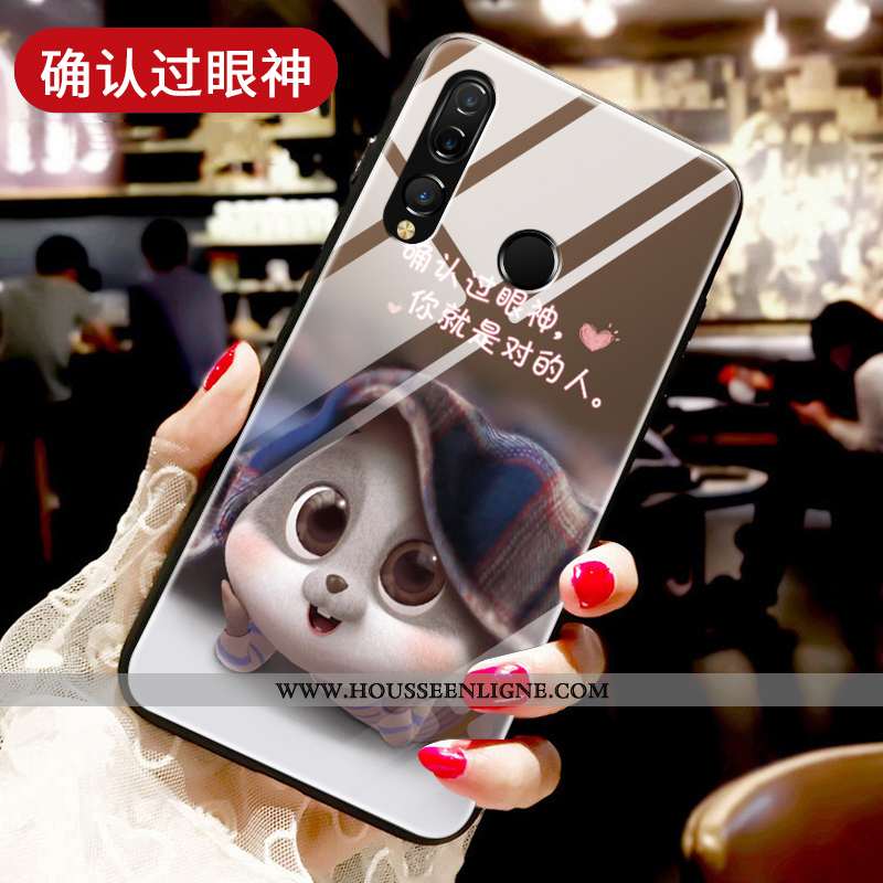 Étui Huawei P30 Lite Xl Fluide Doux Silicone Incassable Amoureux Tendance Verre Noir