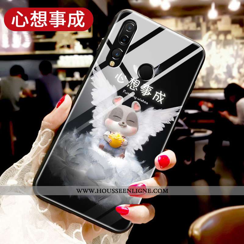 Étui Huawei P30 Lite Xl Fluide Doux Silicone Incassable Amoureux Tendance Verre Noir