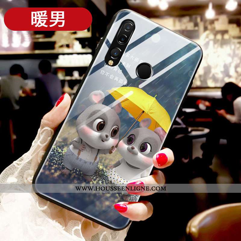 Étui Huawei P30 Lite Xl Fluide Doux Silicone Incassable Amoureux Tendance Verre Noir
