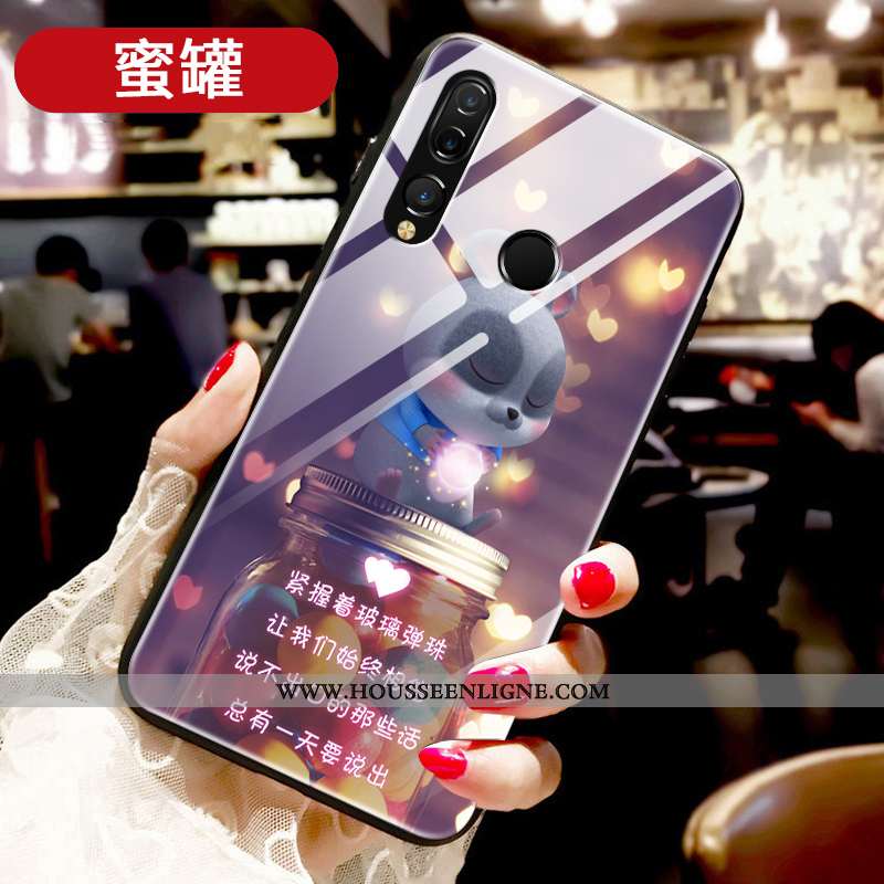 Étui Huawei P30 Lite Xl Fluide Doux Silicone Incassable Amoureux Tendance Verre Noir