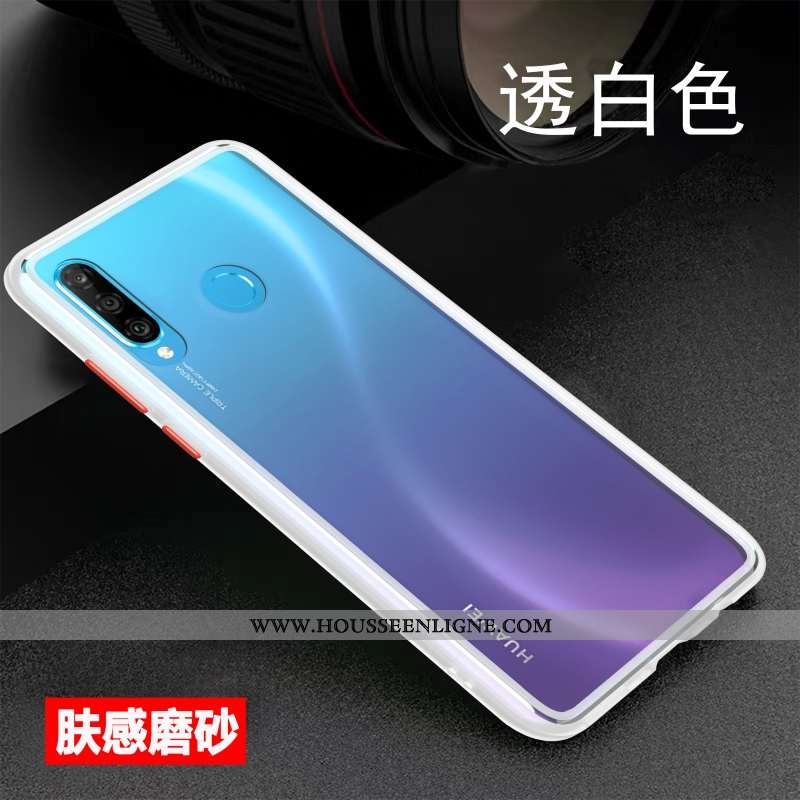 Étui Huawei P30 Lite Xl Personnalité Créatif Protection Incassable Délavé En Daim Coque Légère Blanc
