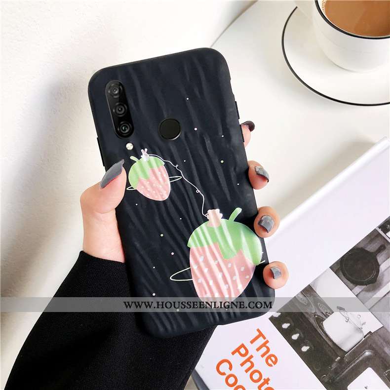Étui Huawei P30 Lite Xl Protection Personnalité Mode Fluide Doux Une Agrafe Anneau Noir