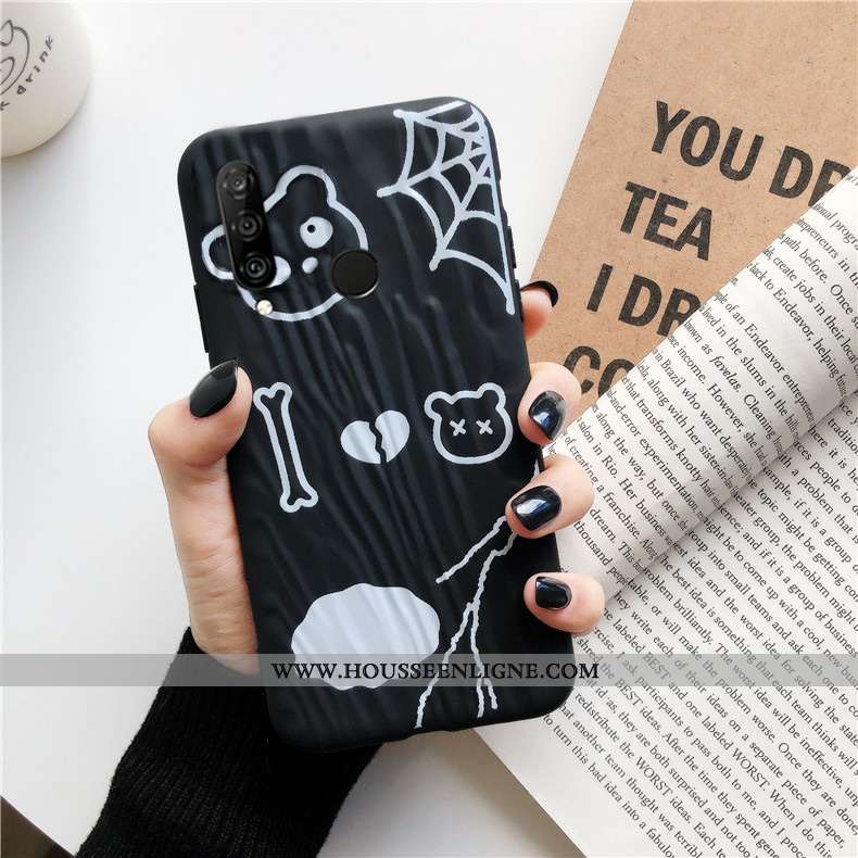 Étui Huawei P30 Lite Xl Protection Personnalité Mode Fluide Doux Une Agrafe Anneau Noir