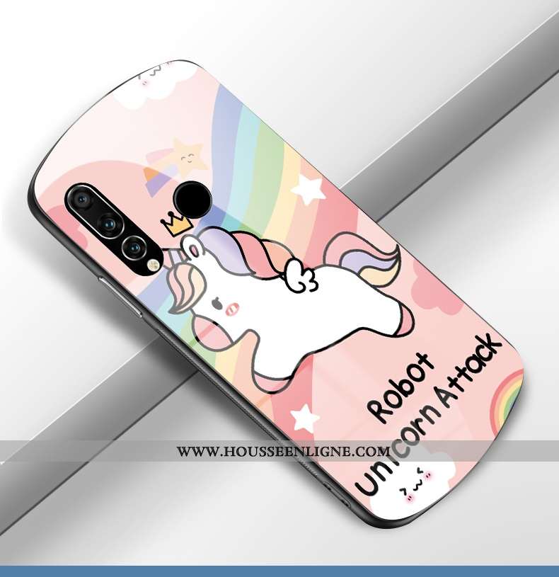 Étui Huawei P30 Lite Xl Verre Silicone Tout Compris Rond Amoureux Arc En Ciel Protection Rose