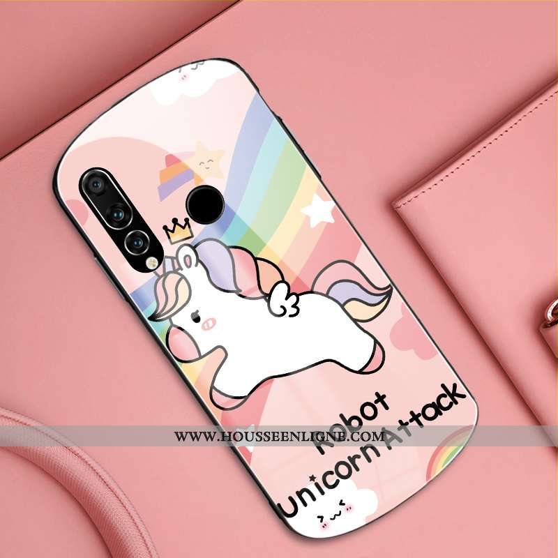 Étui Huawei P30 Lite Xl Verre Silicone Tout Compris Rond Amoureux Arc En Ciel Protection Rose