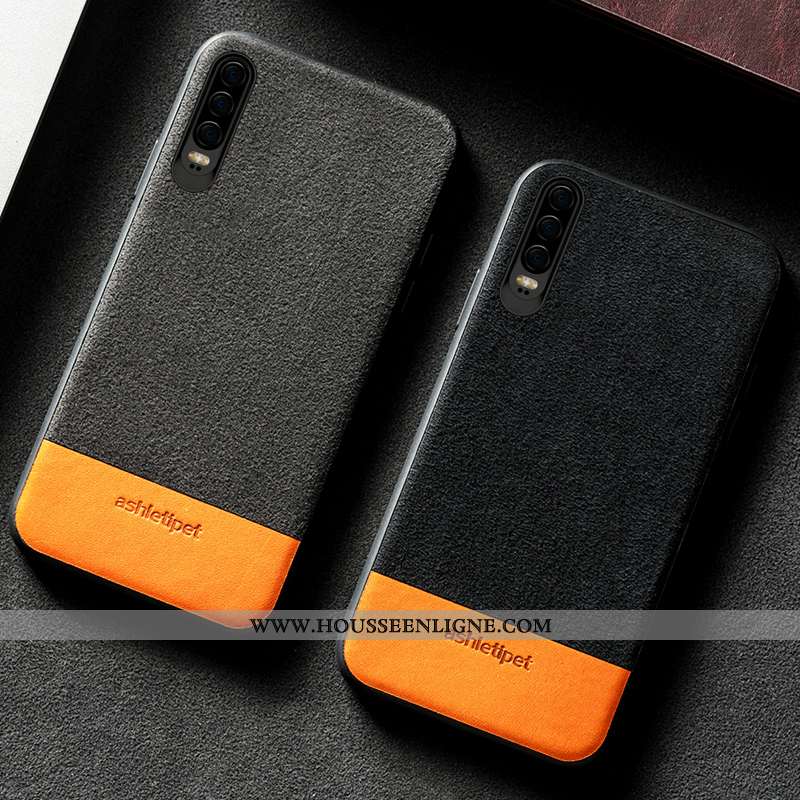 Étui Huawei P30 Légère Cuir Luxe Personnalité Élégant Daim Fourrure Gris