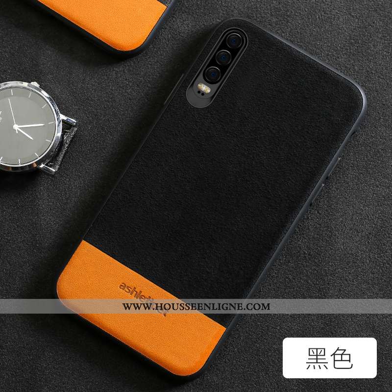 Étui Huawei P30 Légère Cuir Luxe Personnalité Élégant Daim Fourrure Gris
