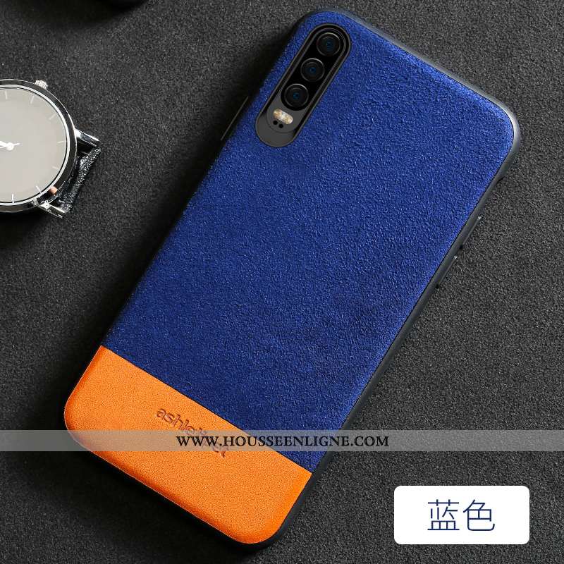 Étui Huawei P30 Légère Cuir Luxe Personnalité Élégant Daim Fourrure Gris