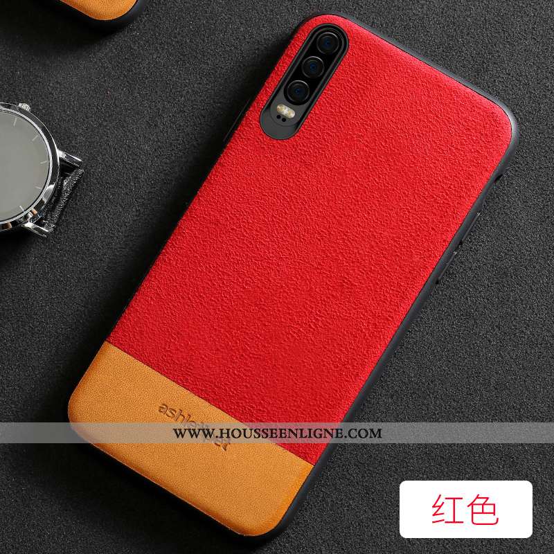 Étui Huawei P30 Légère Cuir Luxe Personnalité Élégant Daim Fourrure Gris