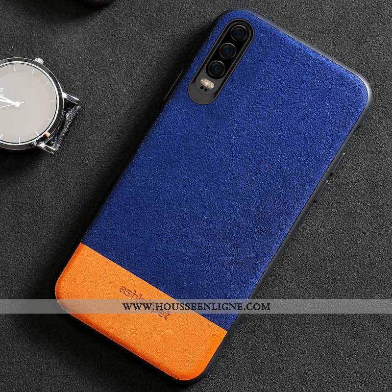 Étui Huawei P30 Légère Cuir Luxe Personnalité Élégant Daim Fourrure Gris