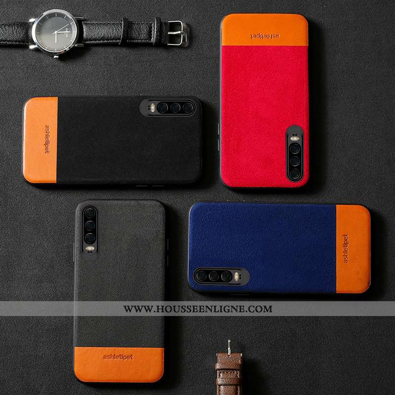 Étui Huawei P30 Légère Cuir Luxe Personnalité Élégant Daim Fourrure Gris