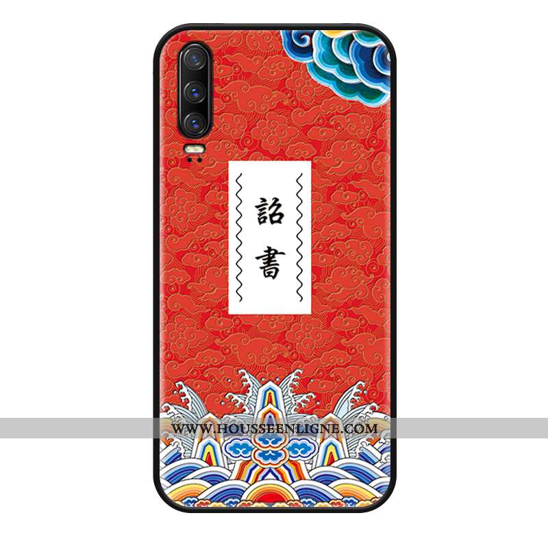 Étui Huawei P30 Personnalité Gaufrage Délavé En Daim Incassable Coque Drôle Jaune