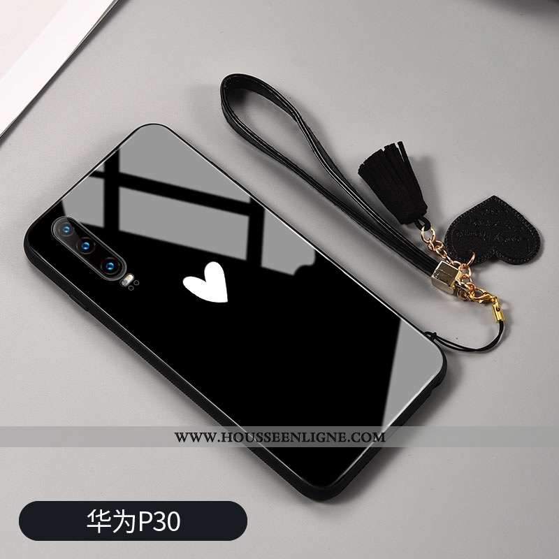 Étui Huawei P30 Personnalité Silicone Net Rouge Verre Protection Rouge