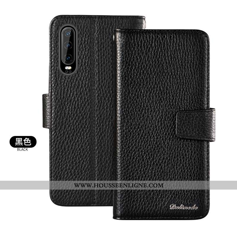 Étui Huawei P30 Portefeuille Cuir Véritable Coque Marron Jeunesse Téléphone Portable