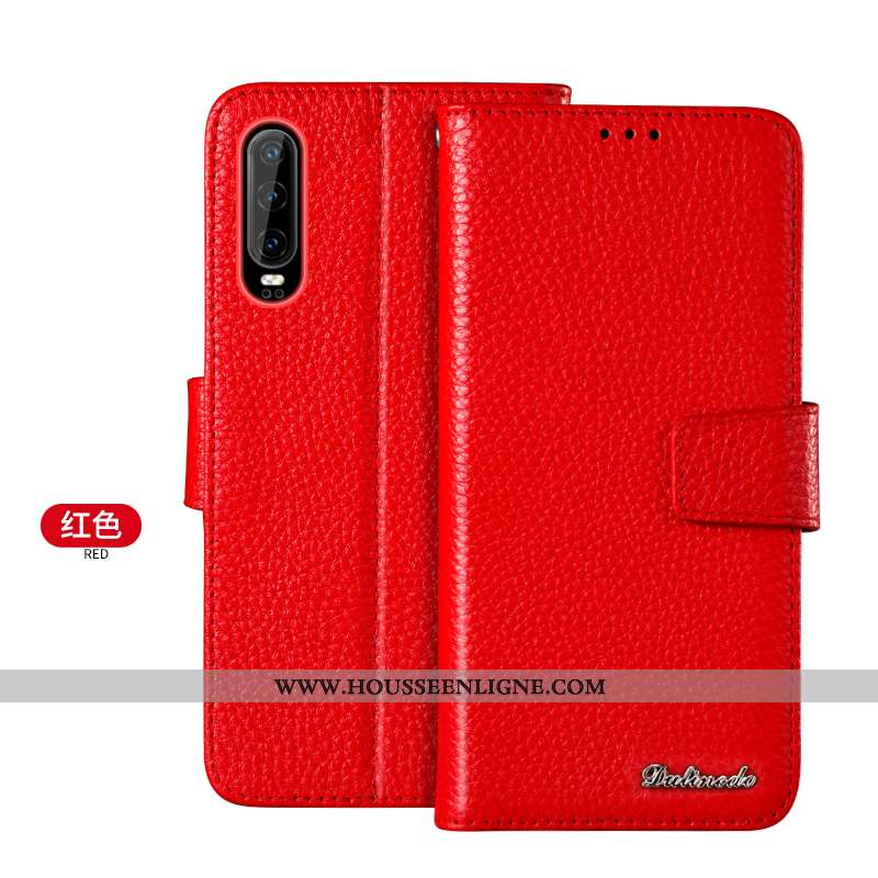 Étui Huawei P30 Portefeuille Cuir Véritable Coque Marron Jeunesse Téléphone Portable