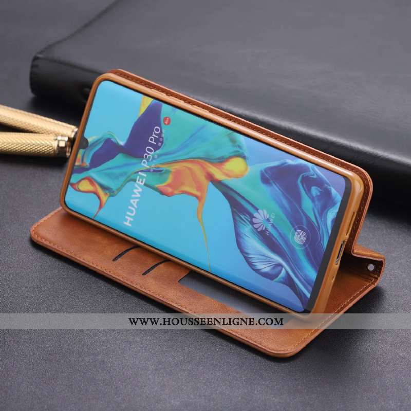 Étui Huawei P30 Pro Cuir Véritable Protection Téléphone Portable Tout Compris Carte Incassable Marro