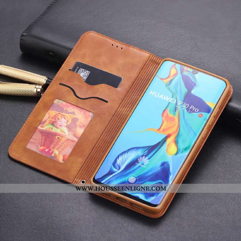 Étui Huawei P30 Pro Cuir Véritable Protection Téléphone Portable Tout Compris Carte Incassable Marro
