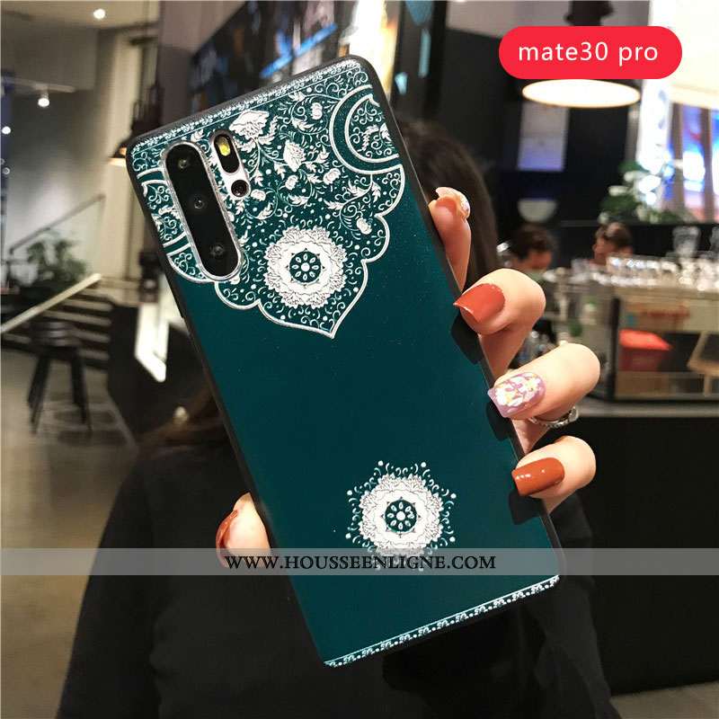 Étui Huawei P30 Pro Délavé En Daim Personnalité Coque Téléphone Portable Gaufrage Style Chinois Flui
