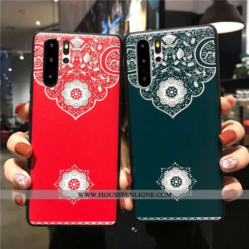 Étui Huawei P30 Pro Délavé En Daim Personnalité Coque Téléphone Portable Gaufrage Style Chinois Flui