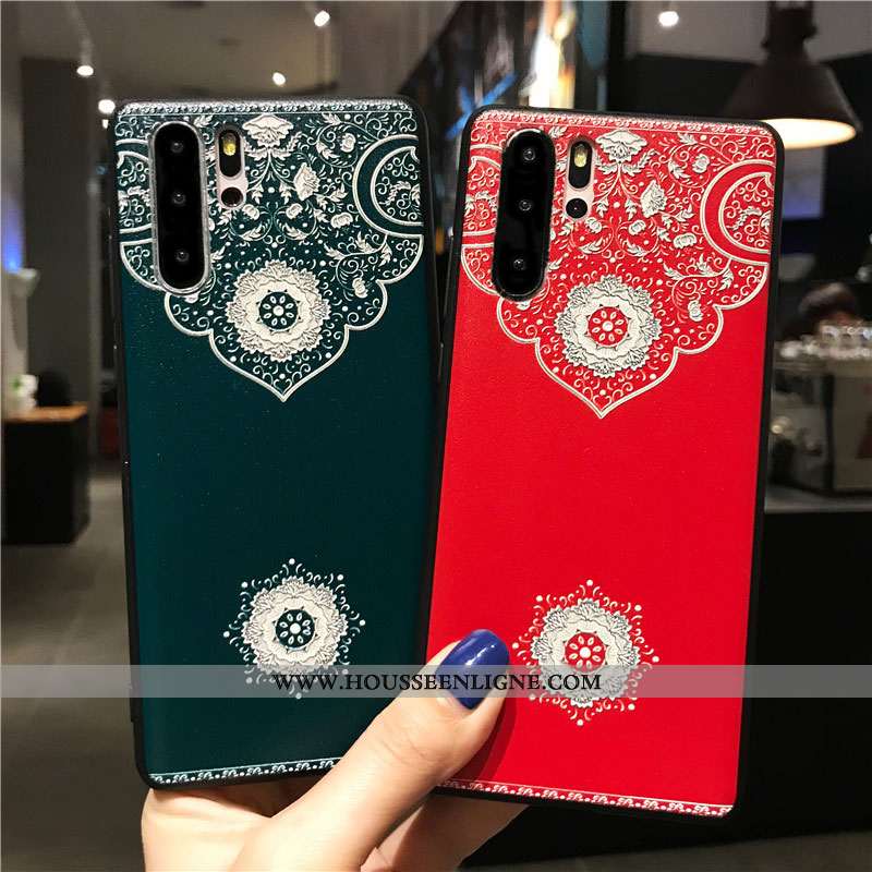 Étui Huawei P30 Pro Délavé En Daim Personnalité Coque Téléphone Portable Gaufrage Style Chinois Flui