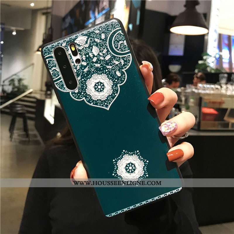 Étui Huawei P30 Pro Délavé En Daim Personnalité Coque Téléphone Portable Gaufrage Style Chinois Flui