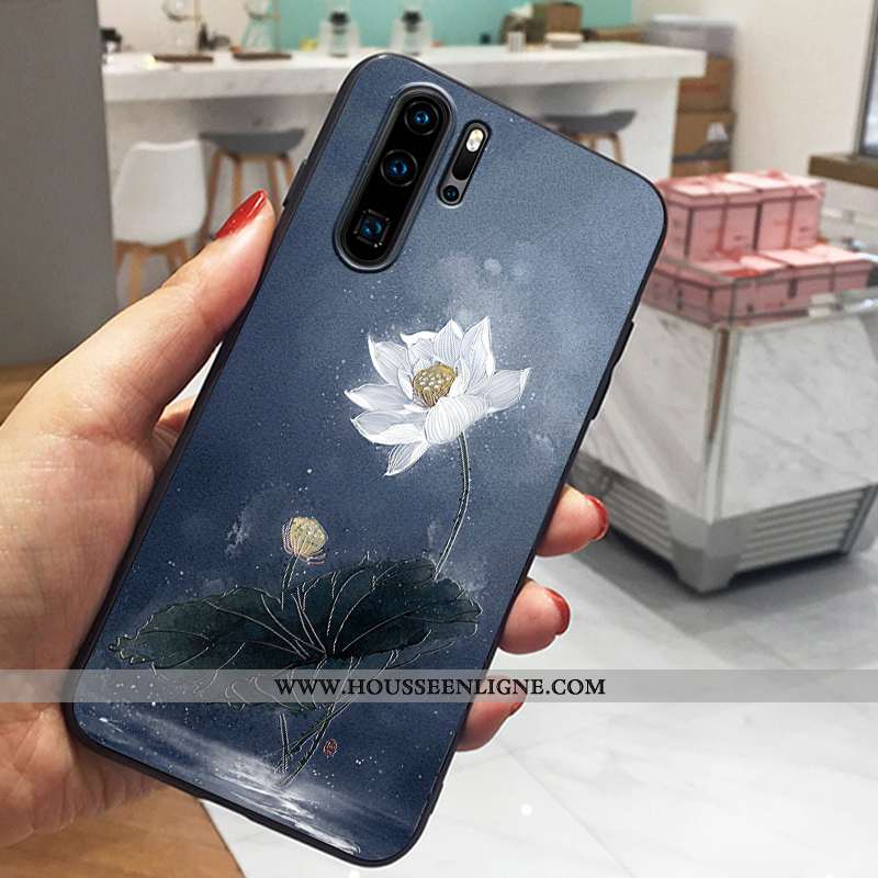 Étui Huawei P30 Pro Fluide Doux Protection Incassable Créatif Net Rouge Légère Tout Compris Bleu Fon