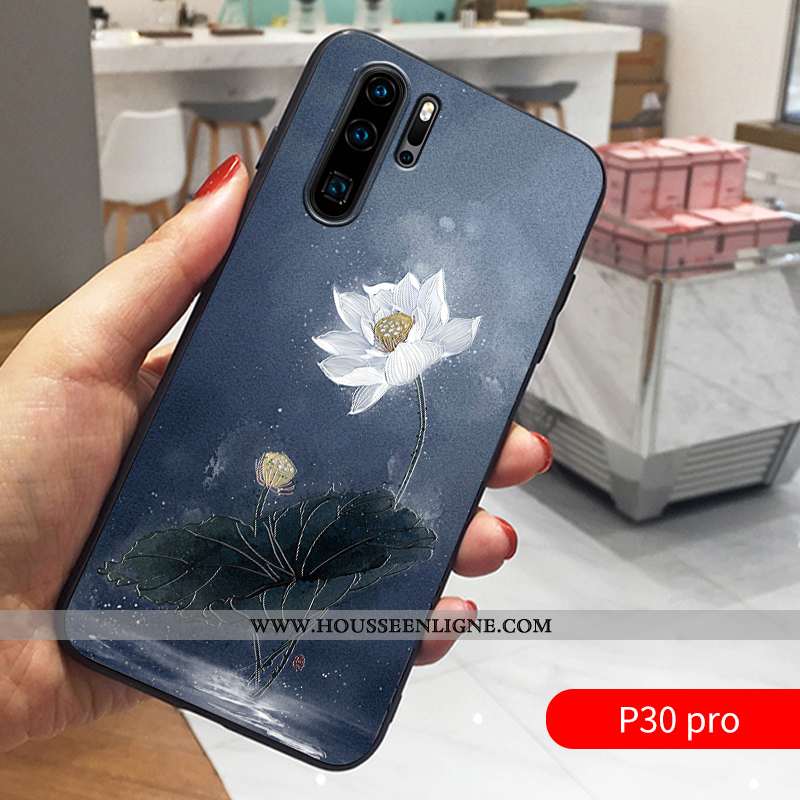 Étui Huawei P30 Pro Fluide Doux Protection Incassable Créatif Net Rouge Légère Tout Compris Bleu Fon