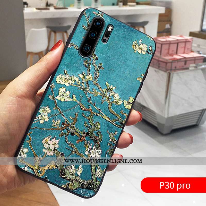 Étui Huawei P30 Pro Fluide Doux Protection Incassable Créatif Net Rouge Légère Tout Compris Bleu Fon