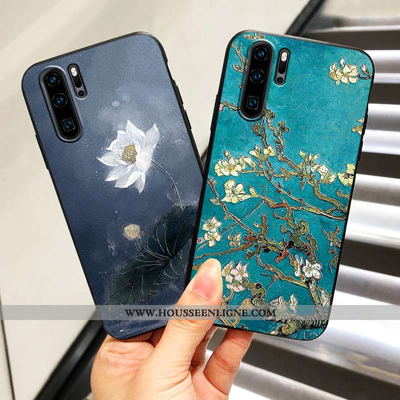 Étui Huawei P30 Pro Fluide Doux Protection Incassable Créatif Net Rouge Légère Tout Compris Bleu Fon