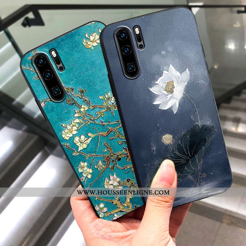 Étui Huawei P30 Pro Fluide Doux Protection Incassable Créatif Net Rouge Légère Tout Compris Bleu Fon