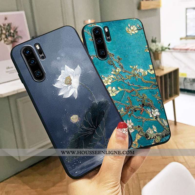 Étui Huawei P30 Pro Fluide Doux Protection Incassable Créatif Net Rouge Légère Tout Compris Bleu Fon