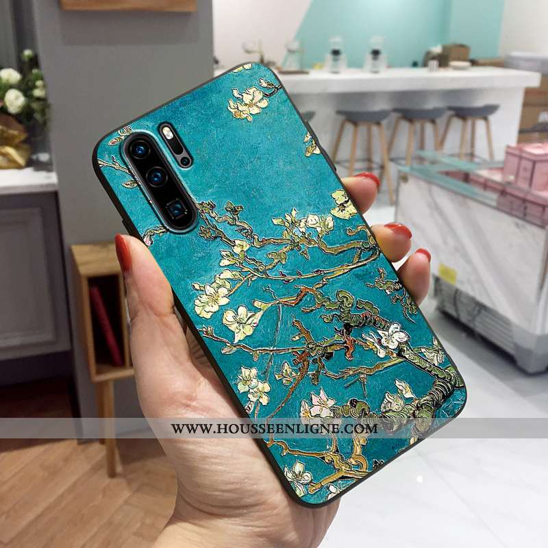 Étui Huawei P30 Pro Fluide Doux Protection Incassable Créatif Net Rouge Légère Tout Compris Bleu Fon
