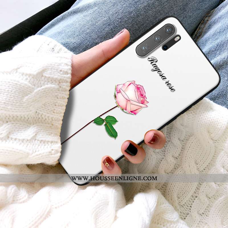 Étui Huawei P30 Pro Fluide Doux Silicone Fleur Ultra Délavé En Daim Coque Verte