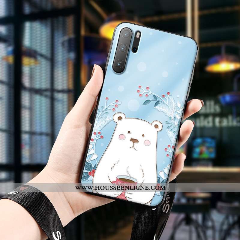Étui Huawei P30 Pro Gaufrage Dessin Animé Délavé En Daim Silicone Coque Tout Compris Protection Vert