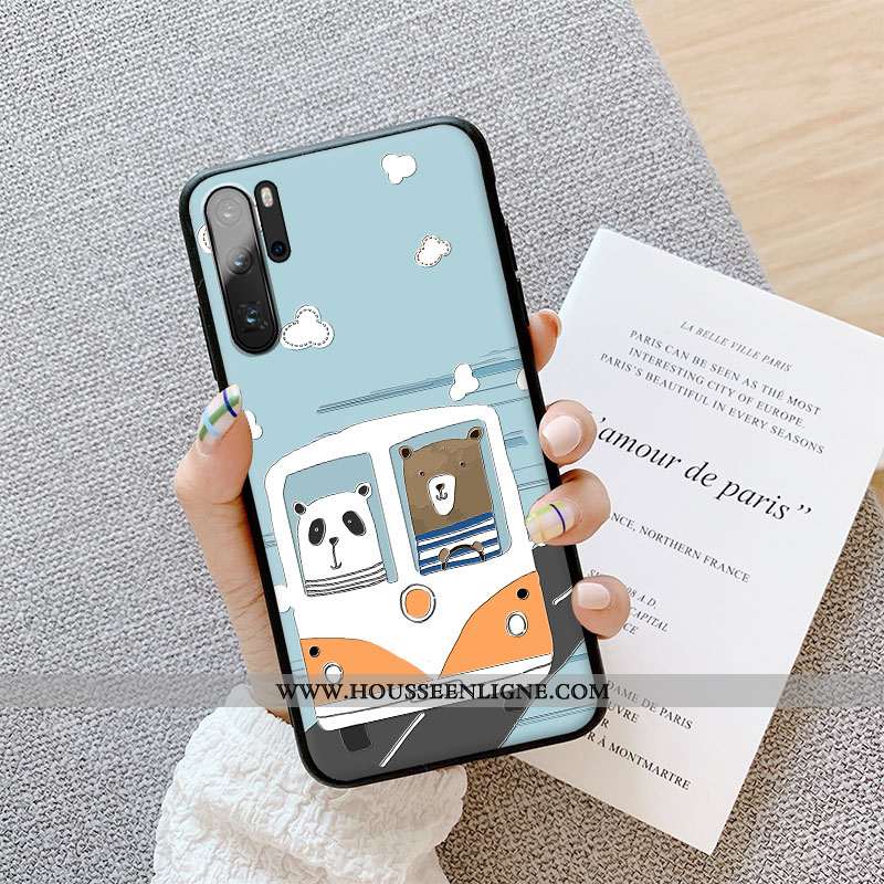 Étui Huawei P30 Pro Gaufrage Dessin Animé Délavé En Daim Silicone Coque Tout Compris Protection Vert