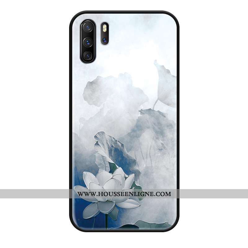 Étui Huawei P30 Pro Mode Protection Fleur Vintage Simple Délavé En Daim Blanche