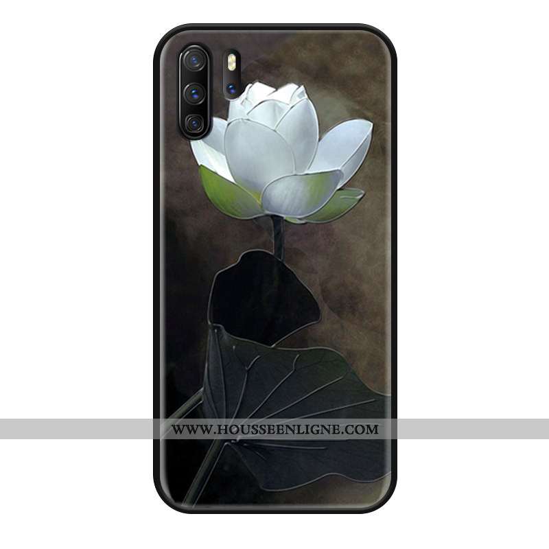 Étui Huawei P30 Pro Mode Protection Fleur Vintage Simple Délavé En Daim Blanche
