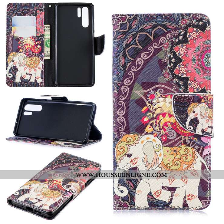Étui Huawei P30 Pro Protection Dessin Animé Coque Tout Compris Cuir Téléphone Portable Noir