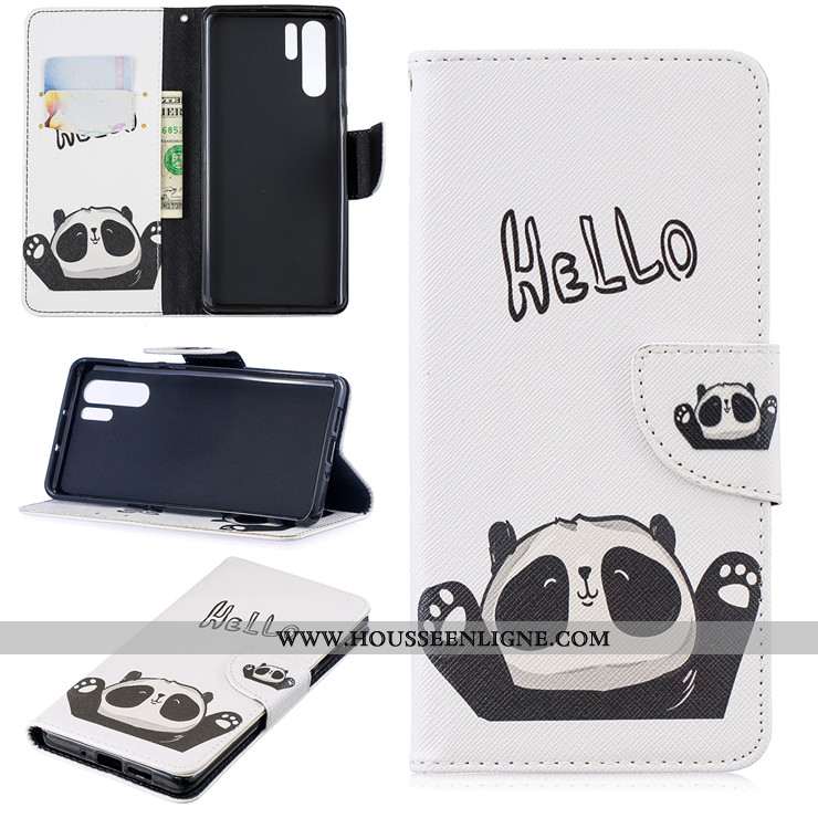 Étui Huawei P30 Pro Protection Dessin Animé Coque Tout Compris Cuir Téléphone Portable Noir