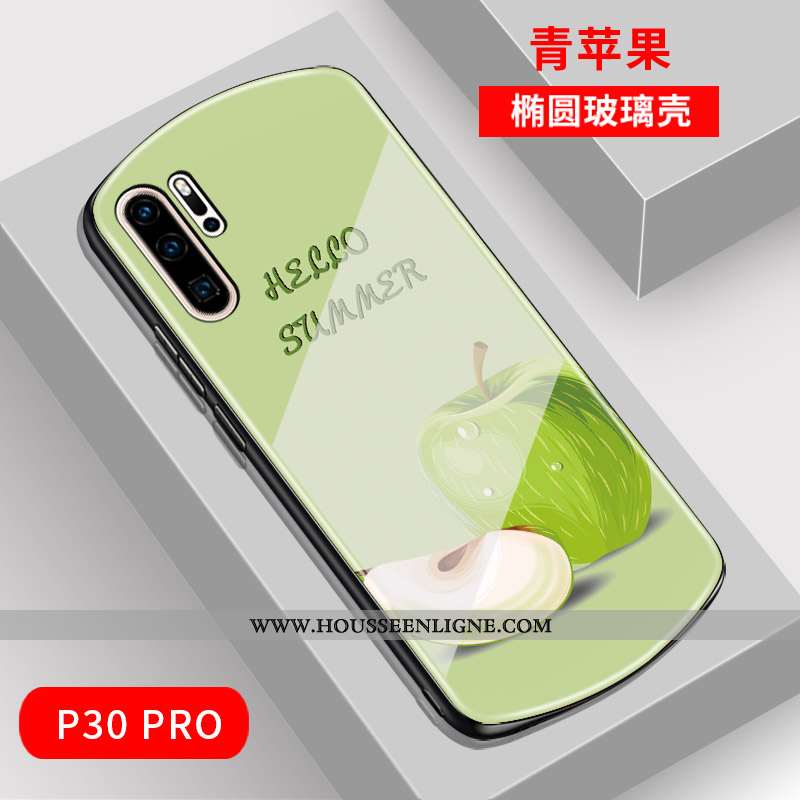 Étui Huawei P30 Pro Verre Dessin Animé Coque Net Rouge Téléphone Portable Mode Charmant Verte