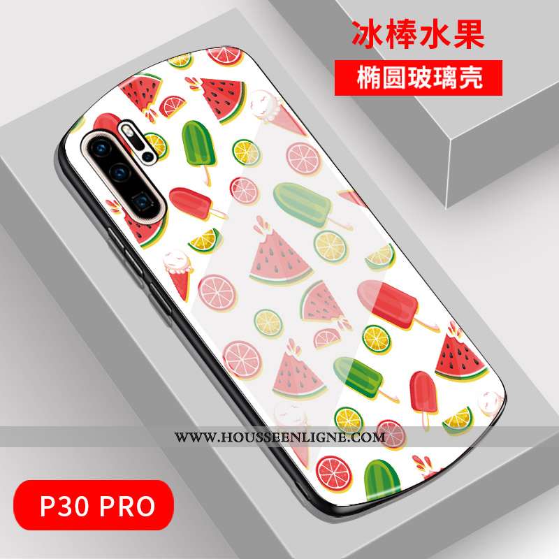 Étui Huawei P30 Pro Verre Dessin Animé Coque Net Rouge Téléphone Portable Mode Charmant Verte